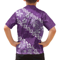 Vintage Purple Polynesia Family Matching Off Shoulder Maxi Dress and Hawaiian Shirt Plumeria With Hibiscus Tropical Vibes LT14 - Polynesian Pride