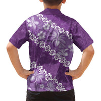 Vintage Purple Polynesia Family Matching Short Sleeve Bodycon Dress and Hawaiian Shirt Plumeria With Hibiscus Tropical Vibes LT14 - Polynesian Pride