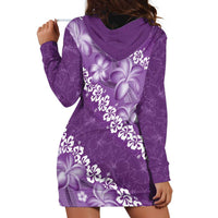Vintage Purple Polynesia Hoodie Dress Plumeria With Hibiscus Tropical Vibes LT14 - Polynesian Pride