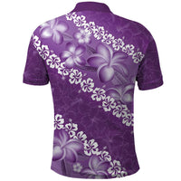 Vintage Purple Polynesia Polo Shirt Plumeria With Hibiscus Tropical Vibes LT14 - Polynesian Pride
