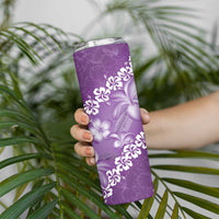 Vintage Purple Polynesia Skinny Tumbler Plumeria With Hibiscus Tropical Vibes LT14 - Polynesian Pride