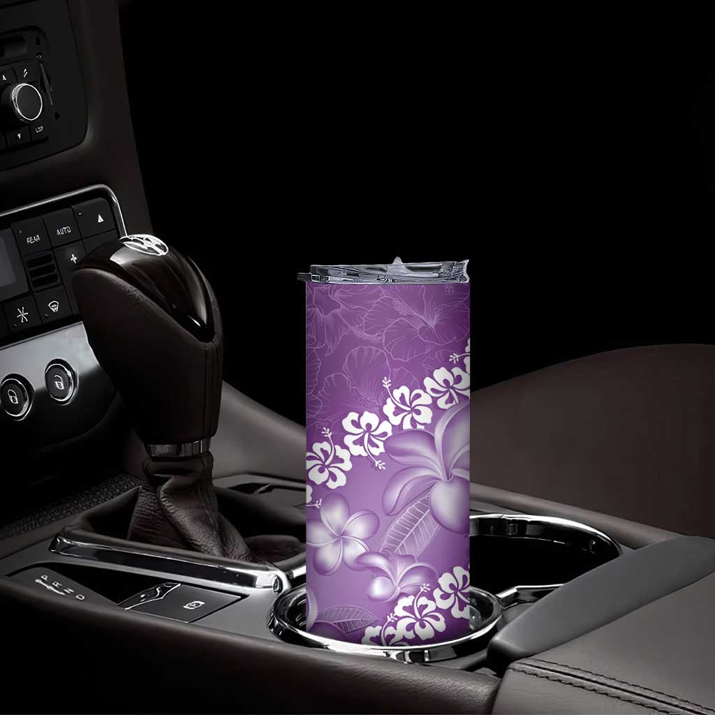 Vintage Purple Polynesia Skinny Tumbler Plumeria With Hibiscus Tropical Vibes LT14 - Polynesian Pride