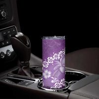 Vintage Purple Polynesia Skinny Tumbler Plumeria With Hibiscus Tropical Vibes LT14 - Polynesian Pride