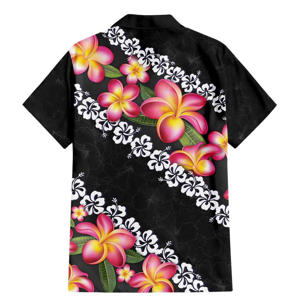 Black Polynesia Family Matching Mermaid Dress and Hawaiian Shirt Plumeria With Hibiscus Pattern Tropical Vibes LT14 - Polynesian Pride