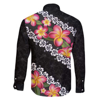 Black Polynesia Family Matching Off Shoulder Short Dress and Hawaiian Shirt Plumeria With Hibiscus Pattern Tropical Vibes LT14 - Polynesian Pride