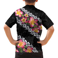 Black Polynesia Family Matching Summer Maxi Dress and Hawaiian Shirt Plumeria With Hibiscus Pattern Tropical Vibes LT14 - Polynesian Pride