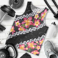 Black Polynesia Men Tank Top Plumeria With Hibiscus Pattern Tropical Vibes