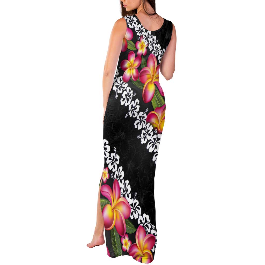 Black Polynesia Tank Maxi Dress Plumeria With Hibiscus Pattern Tropical Vibes LT14 - Polynesian Pride