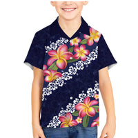 Blue Polynesia Family Matching Mermaid Dress and Hawaiian Shirt Plumeria With Hibiscus Pattern Tropical Vibes LT14 Son's Shirt Blue - Polynesian Pride