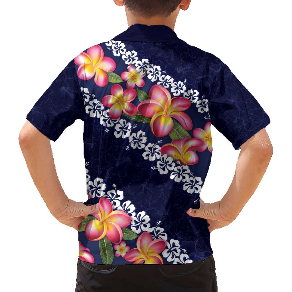 Blue Polynesia Family Matching Short Sleeve Bodycon Dress and Hawaiian Shirt Plumeria With Hibiscus Pattern Tropical Vibes LT14 - Polynesian Pride