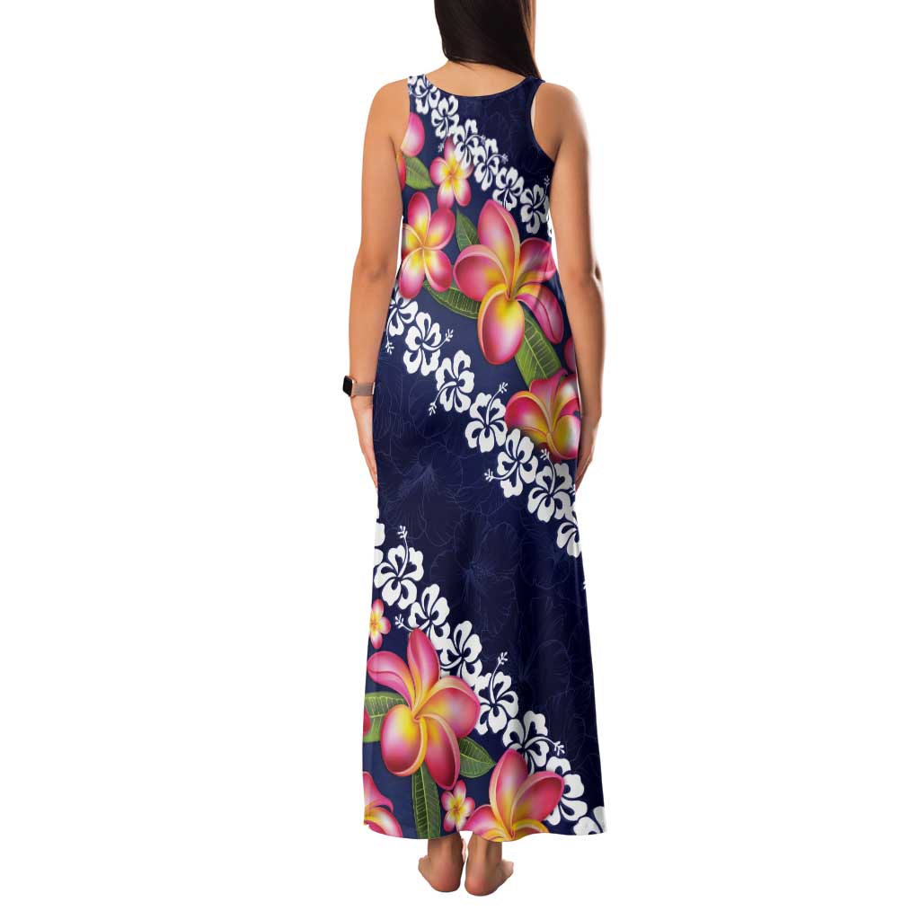 Blue Polynesia Family Matching Tank Maxi Dress and Hawaiian Shirt Plumeria With Hibiscus Pattern Tropical Vibes LT14 - Polynesian Pride