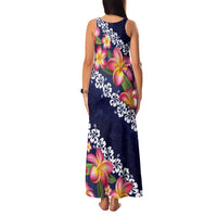 Blue Polynesia Family Matching Tank Maxi Dress and Hawaiian Shirt Plumeria With Hibiscus Pattern Tropical Vibes LT14 - Polynesian Pride