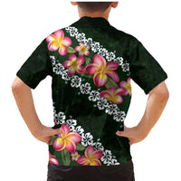 Green Polynesia Family Matching Mermaid Dress and Hawaiian Shirt Plumeria With Hibiscus Pattern Tropical Vibes LT14 - Polynesian Pride