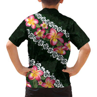 Green Polynesia Family Matching Off Shoulder Maxi Dress and Hawaiian Shirt Plumeria With Hibiscus Pattern Tropical Vibes LT14 - Polynesian Pride