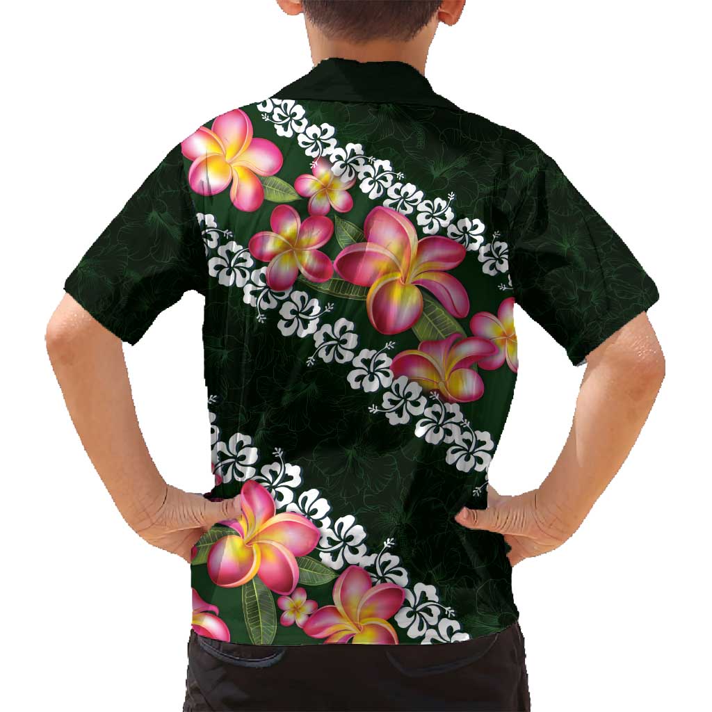 Green Polynesia Family Matching Tank Maxi Dress and Hawaiian Shirt Plumeria With Hibiscus Pattern Tropical Vibes LT14 - Polynesian Pride