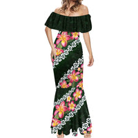Green Polynesia Mermaid Dress Plumeria With Hibiscus Pattern Tropical Vibes LT14 - Polynesian Pride