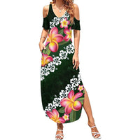 Green Polynesia Summer Maxi Dress Plumeria With Hibiscus Pattern Tropical Vibes LT14 Women Green - Polynesian Pride