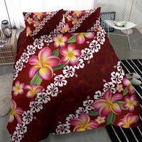 Oxblood Polynesia Bedding Set Plumeria With Hibiscus Pattern Tropical Vibes LT14 - Polynesian Pride