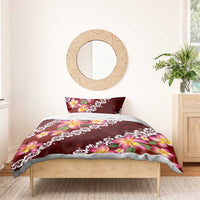 Oxblood Polynesia Bedding Set Plumeria With Hibiscus Pattern Tropical Vibes LT14 - Polynesian Pride