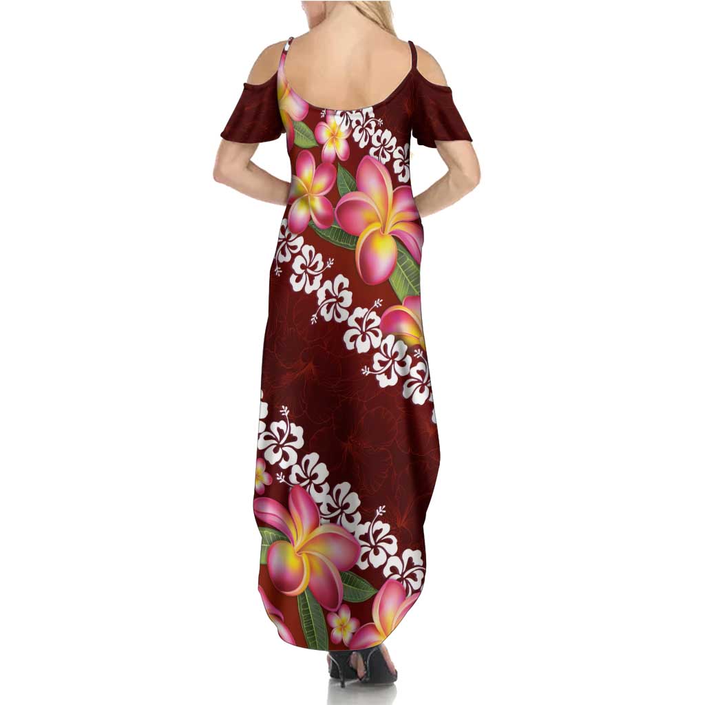Oxblood Polynesia Family Matching Summer Maxi Dress and Hawaiian Shirt Plumeria With Hibiscus Pattern Tropical Vibes LT14 - Polynesian Pride