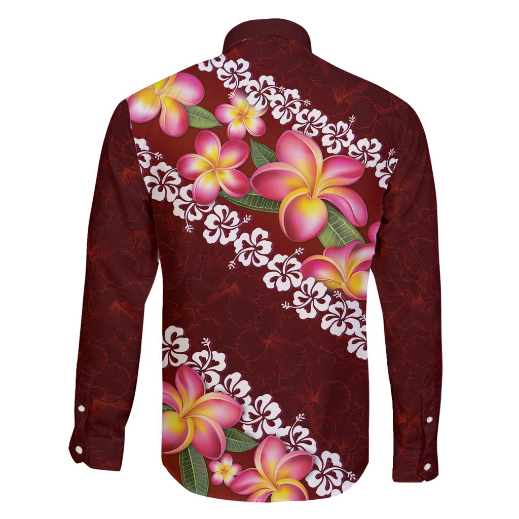 Oxblood Polynesia Family Matching Tank Maxi Dress and Hawaiian Shirt Plumeria With Hibiscus Pattern Tropical Vibes LT14 - Polynesian Pride