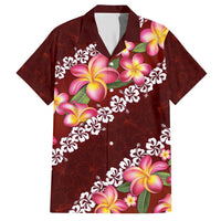 Oxblood Polynesia Hawaiian Shirt Plumeria With Hibiscus Pattern Tropical Vibes LT14 Oxblood - Polynesian Pride