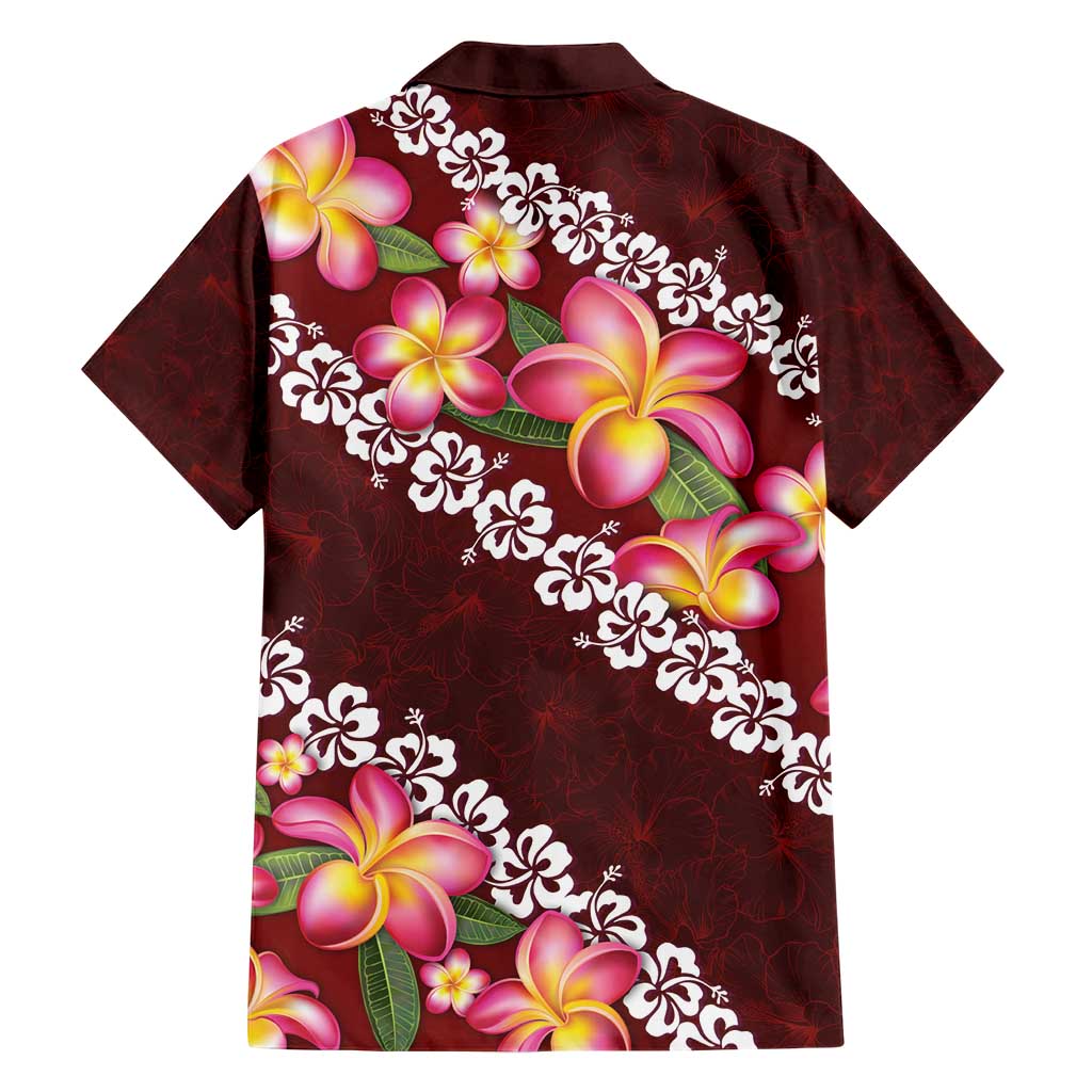 Oxblood Polynesia Hawaiian Shirt Plumeria With Hibiscus Pattern Tropical Vibes LT14 - Polynesian Pride
