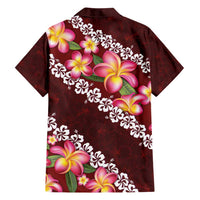 Oxblood Polynesia Hawaiian Shirt Plumeria With Hibiscus Pattern Tropical Vibes LT14 - Polynesian Pride