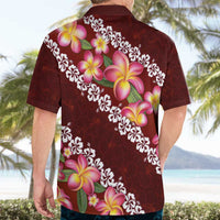 Oxblood Polynesia Hawaiian Shirt Plumeria With Hibiscus Pattern Tropical Vibes LT14 - Polynesian Pride