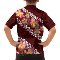 Oxblood Polynesia Hawaiian Shirt Plumeria With Hibiscus Pattern Tropical Vibes LT14 - Polynesian Pride