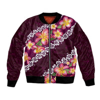 Pink Polynesia Bomber Jacket Plumeria With Hibiscus Pattern Tropical Vibes LT14 Unisex Pink - Polynesian Pride