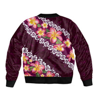 Pink Polynesia Bomber Jacket Plumeria With Hibiscus Pattern Tropical Vibes LT14 - Polynesian Pride
