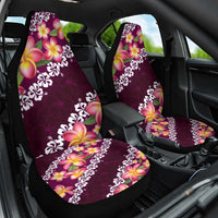 Pink Polynesia Car Seat Cover Plumeria With Hibiscus Pattern Tropical Vibes LT14 One Size Pink - Polynesian Pride