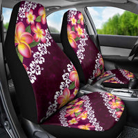 Pink Polynesia Car Seat Cover Plumeria With Hibiscus Pattern Tropical Vibes LT14 - Polynesian Pride