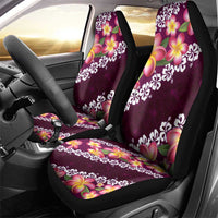 Pink Polynesia Car Seat Cover Plumeria With Hibiscus Pattern Tropical Vibes LT14 - Polynesian Pride