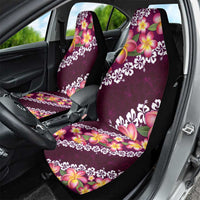 Pink Polynesia Car Seat Cover Plumeria With Hibiscus Pattern Tropical Vibes LT14 - Polynesian Pride