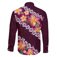 Pink Polynesia Family Matching Long Sleeve Bodycon Dress and Hawaiian Shirt Plumeria With Hibiscus Pattern Tropical Vibes LT14 - Polynesian Pride