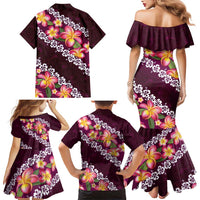 Pink Polynesia Family Matching Mermaid Dress and Hawaiian Shirt Plumeria With Hibiscus Pattern Tropical Vibes LT14 - Polynesian Pride