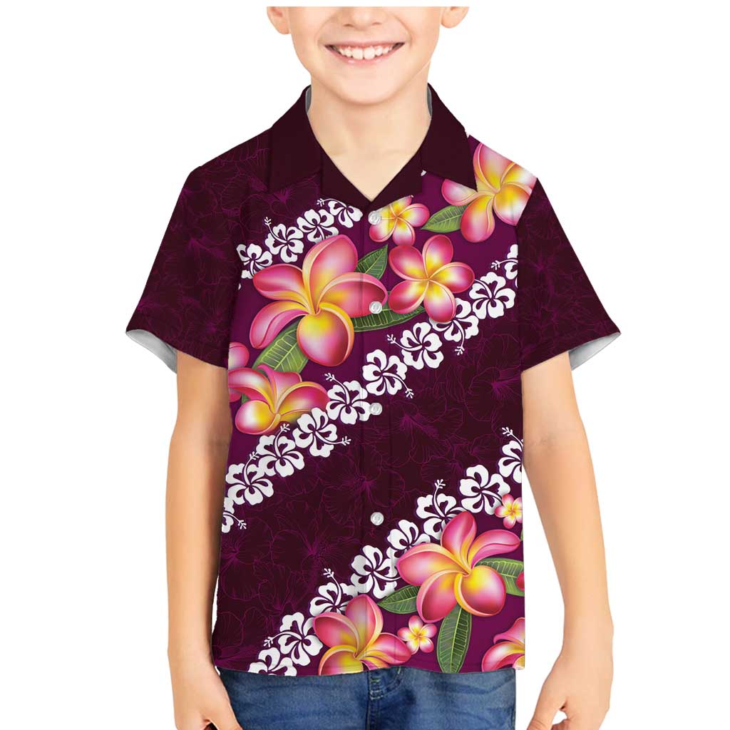 Pink Polynesia Family Matching Mermaid Dress and Hawaiian Shirt Plumeria With Hibiscus Pattern Tropical Vibes LT14 Son's Shirt Pink - Polynesian Pride