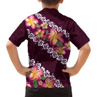 Pink Polynesia Family Matching Off Shoulder Short Dress and Hawaiian Shirt Plumeria With Hibiscus Pattern Tropical Vibes LT14 - Polynesian Pride