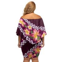 Pink Polynesia Family Matching Off Shoulder Short Dress and Hawaiian Shirt Plumeria With Hibiscus Pattern Tropical Vibes LT14 - Polynesian Pride