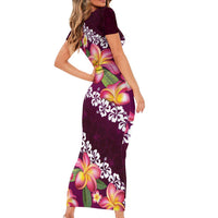 Pink Polynesia Family Matching Short Sleeve Bodycon Dress and Hawaiian Shirt Plumeria With Hibiscus Pattern Tropical Vibes LT14 - Polynesian Pride