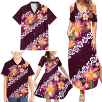 Pink Polynesia Family Matching Summer Maxi Dress and Hawaiian Shirt Plumeria With Hibiscus Pattern Tropical Vibes LT14 - Polynesian Pride