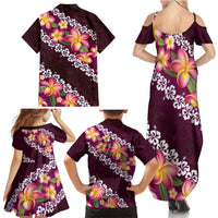 Pink Polynesia Family Matching Summer Maxi Dress and Hawaiian Shirt Plumeria With Hibiscus Pattern Tropical Vibes LT14 - Polynesian Pride
