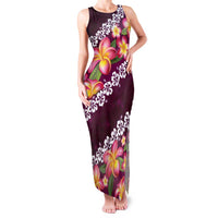 Pink Polynesia Family Matching Tank Maxi Dress and Hawaiian Shirt Plumeria With Hibiscus Pattern Tropical Vibes LT14 Mom's Dress Pink - Polynesian Pride