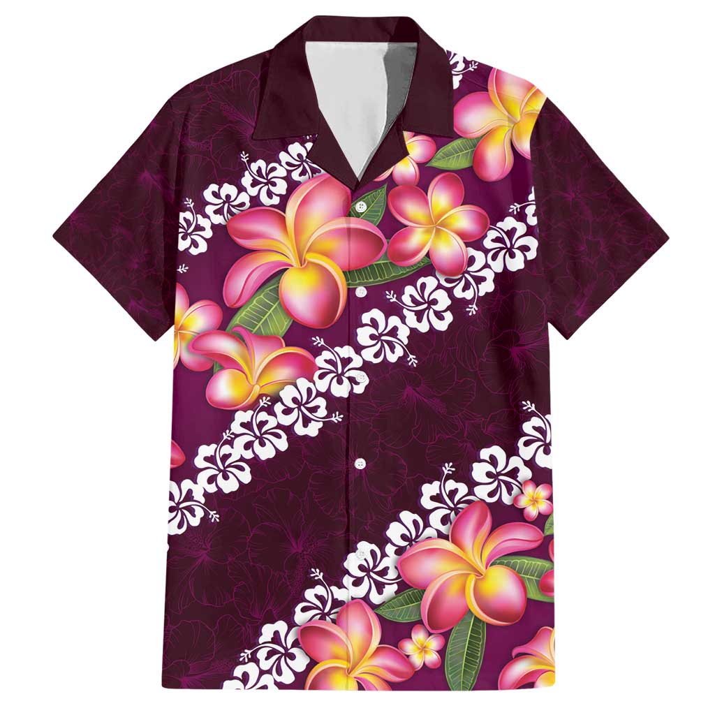 Pink Polynesia Hawaiian Shirt Plumeria With Hibiscus Pattern Tropical Vibes LT14 Pink - Polynesian Pride