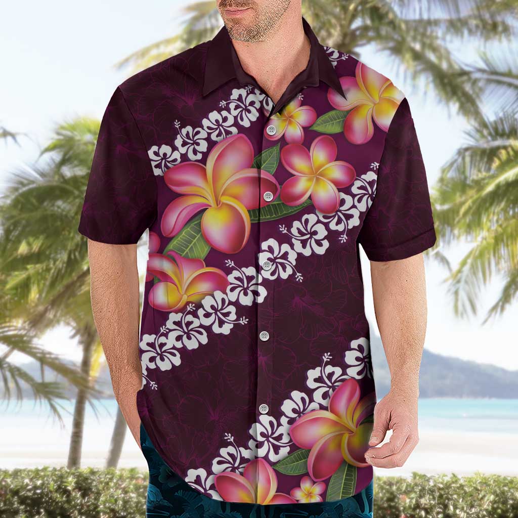 Pink Polynesia Hawaiian Shirt Plumeria With Hibiscus Pattern Tropical Vibes LT14 - Polynesian Pride