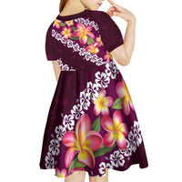 Pink Polynesia Kid Short Sleeve Dress Plumeria With Hibiscus Pattern Tropical Vibes LT14 - Polynesian Pride