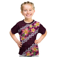 Pink Polynesia Kid T Shirt Plumeria With Hibiscus Pattern Tropical Vibes LT14 Pink - Polynesian Pride