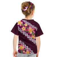 Pink Polynesia Kid T Shirt Plumeria With Hibiscus Pattern Tropical Vibes LT14 - Polynesian Pride